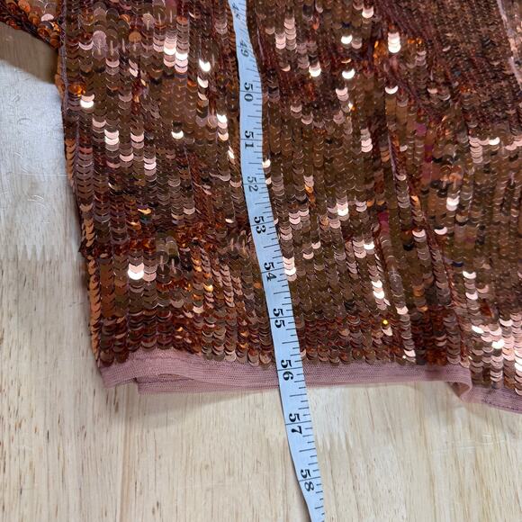 Mac Duggal NWT One Sleeve Fully Sequined High Slit Maxi Dress Copper Size 6 - Picture 10 of 10